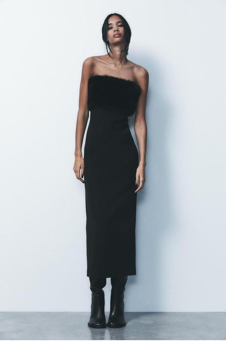 Elegantes Kleid mit Pelz