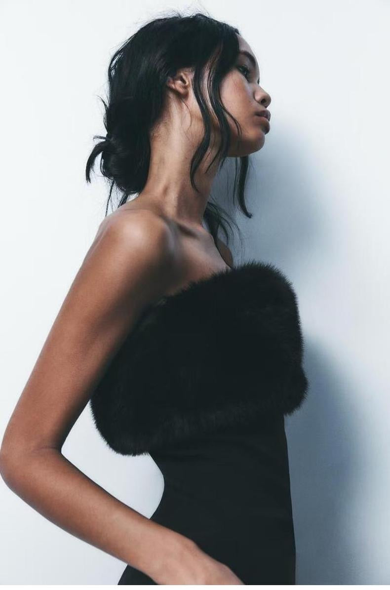 Elegantes Kleid mit Pelz