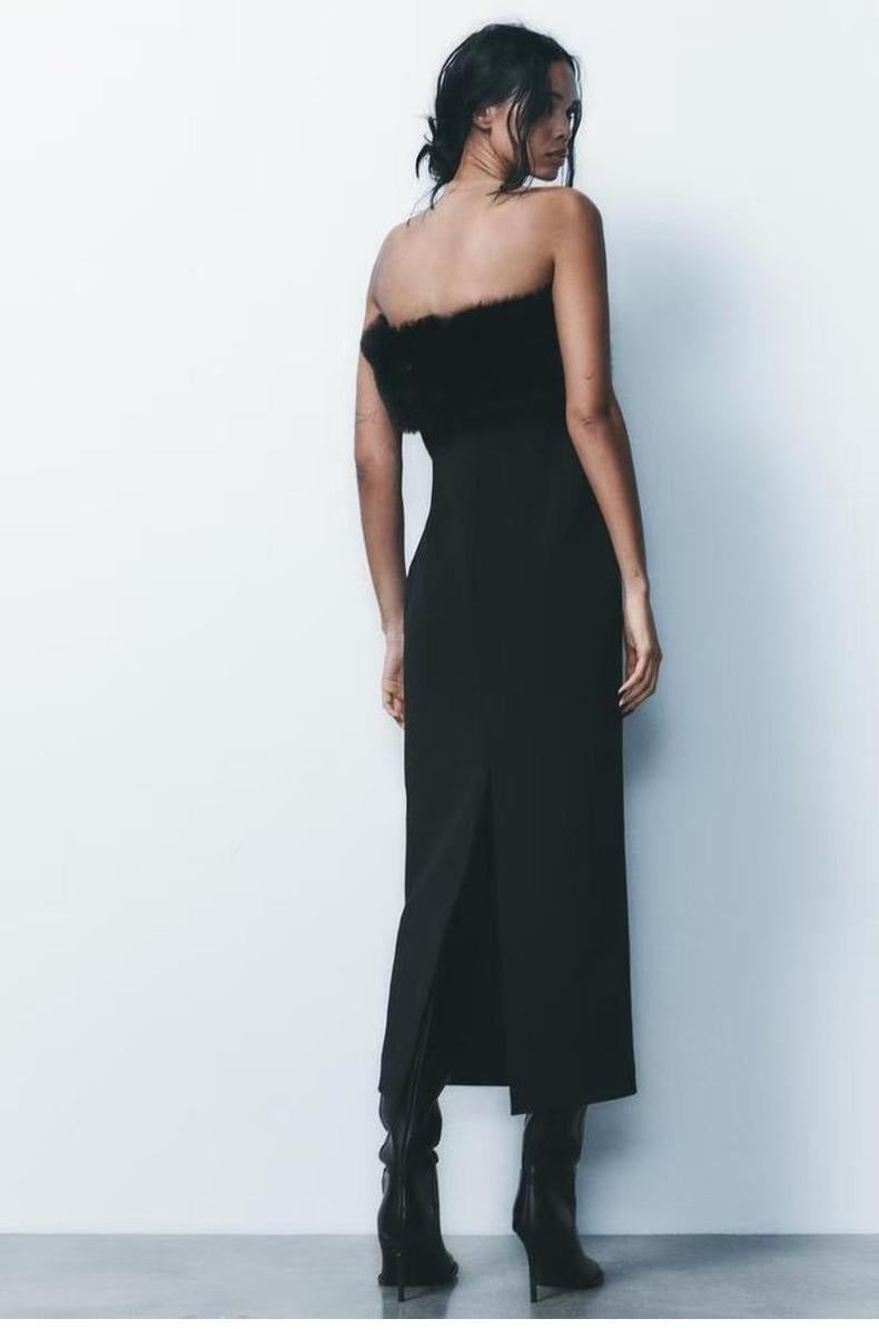 Elegantes Kleid mit Pelz