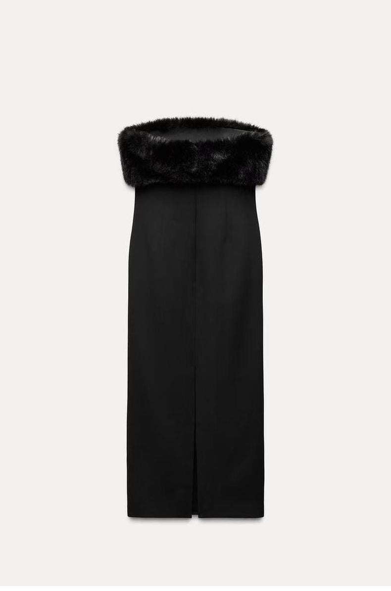 Elegantes Kleid mit Pelz