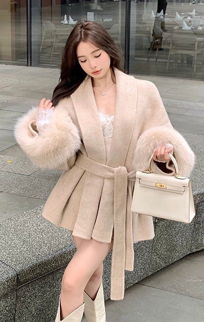 Elegante Fellärmel Jacke