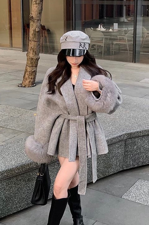 Elegante Fellärmel Jacke