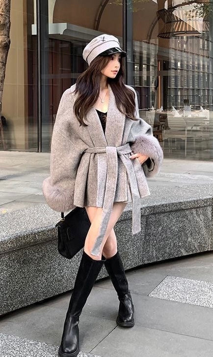 Elegante Fellärmel Jacke