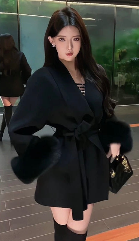 Elegante Fellärmel Jacke