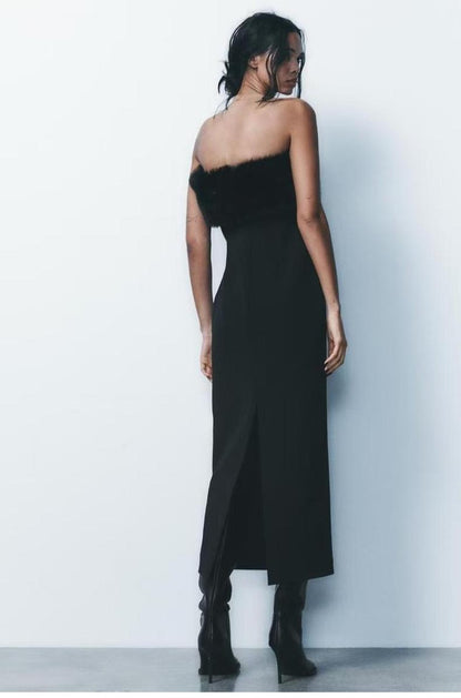 Elegantes Kleid mit Pelz